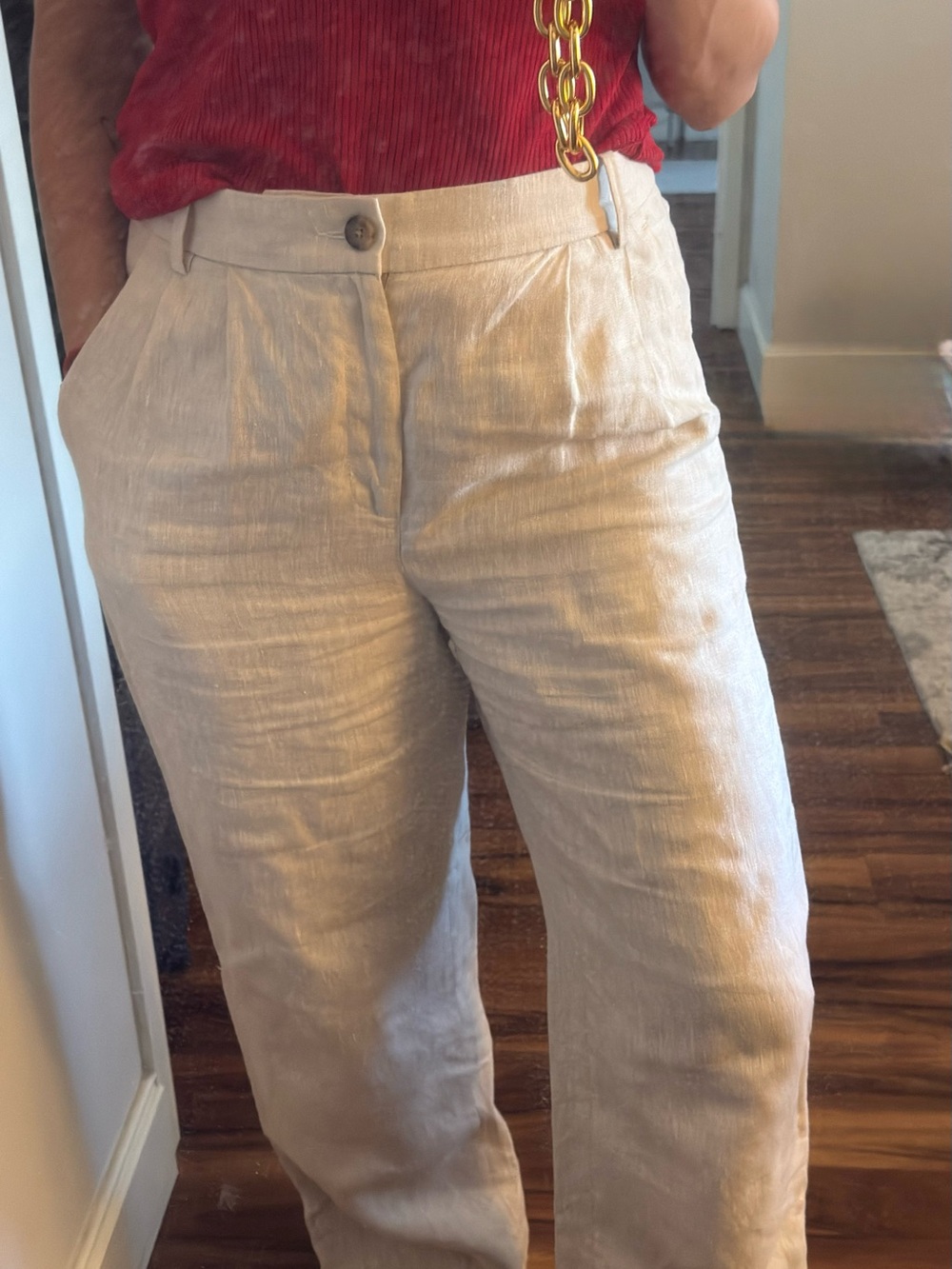 Wide-Leg Linen Pants in Natural